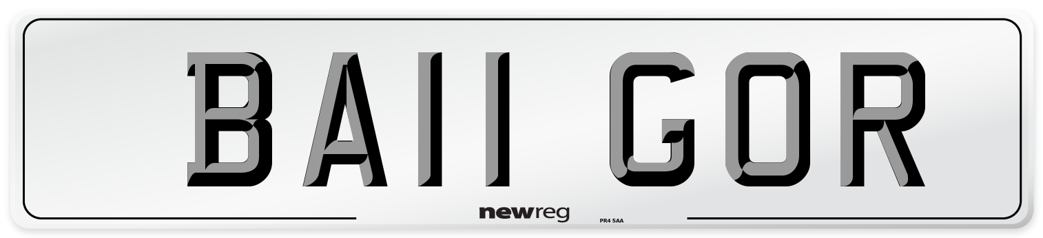 BA11 GOR Number Plate from New Reg
